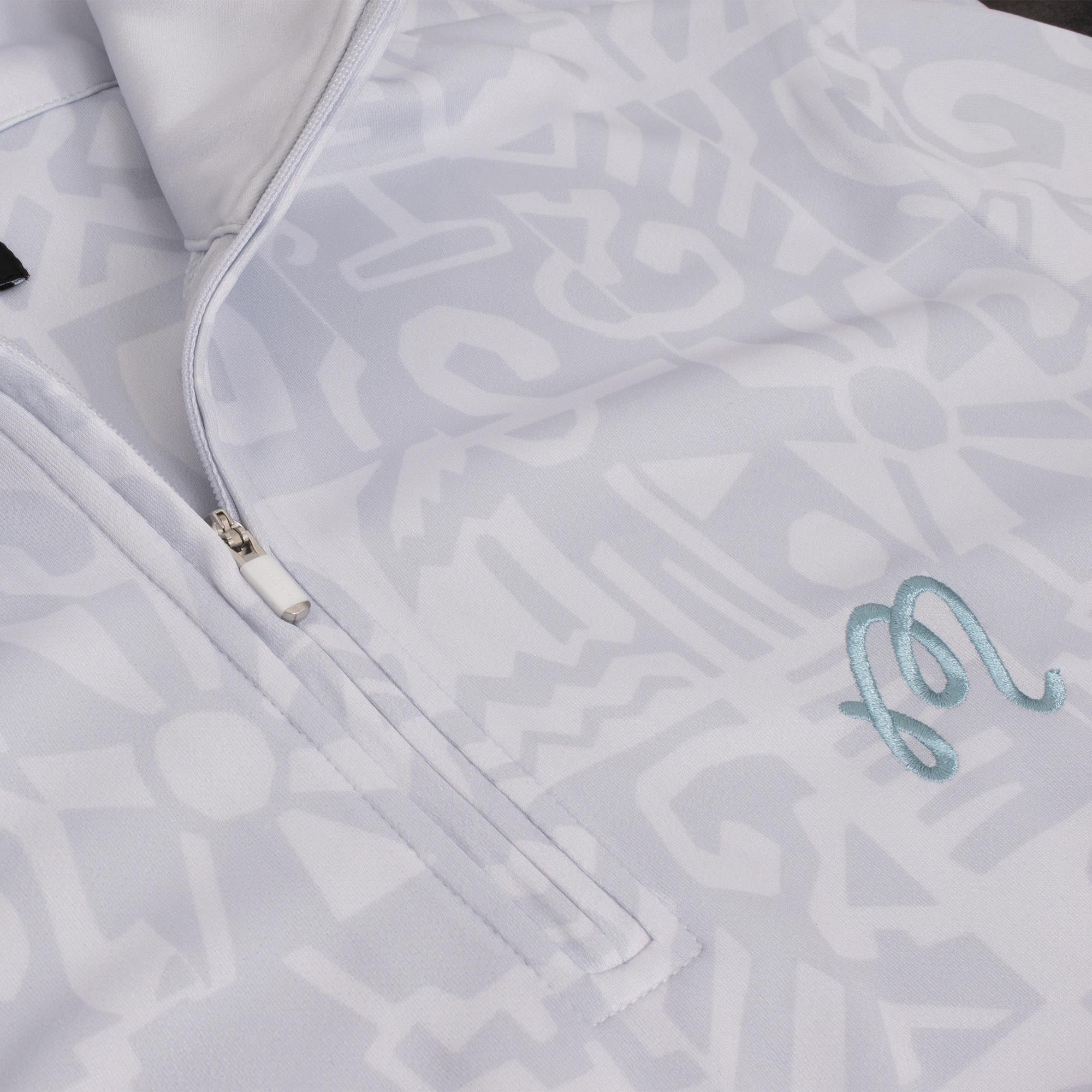 Malbon Golf Capo Performance Quarter Zip Mens Mid Layer Silver